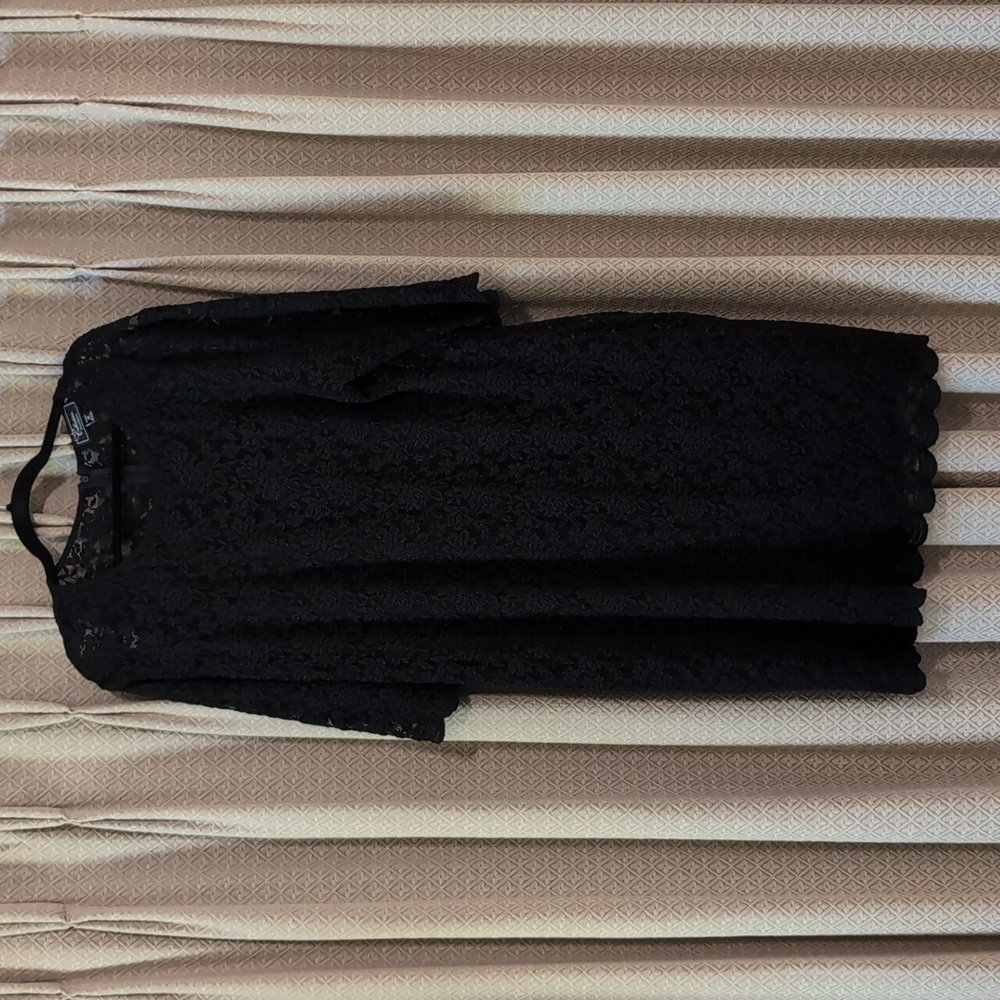Women's Size 20 Dressbarn Black Lace 3/4 Sleeve Lined Dress